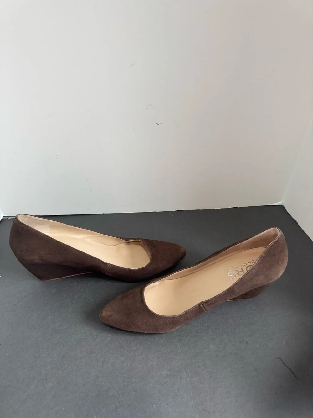 Michael Kors brown suede wedge pumps. Size 11M